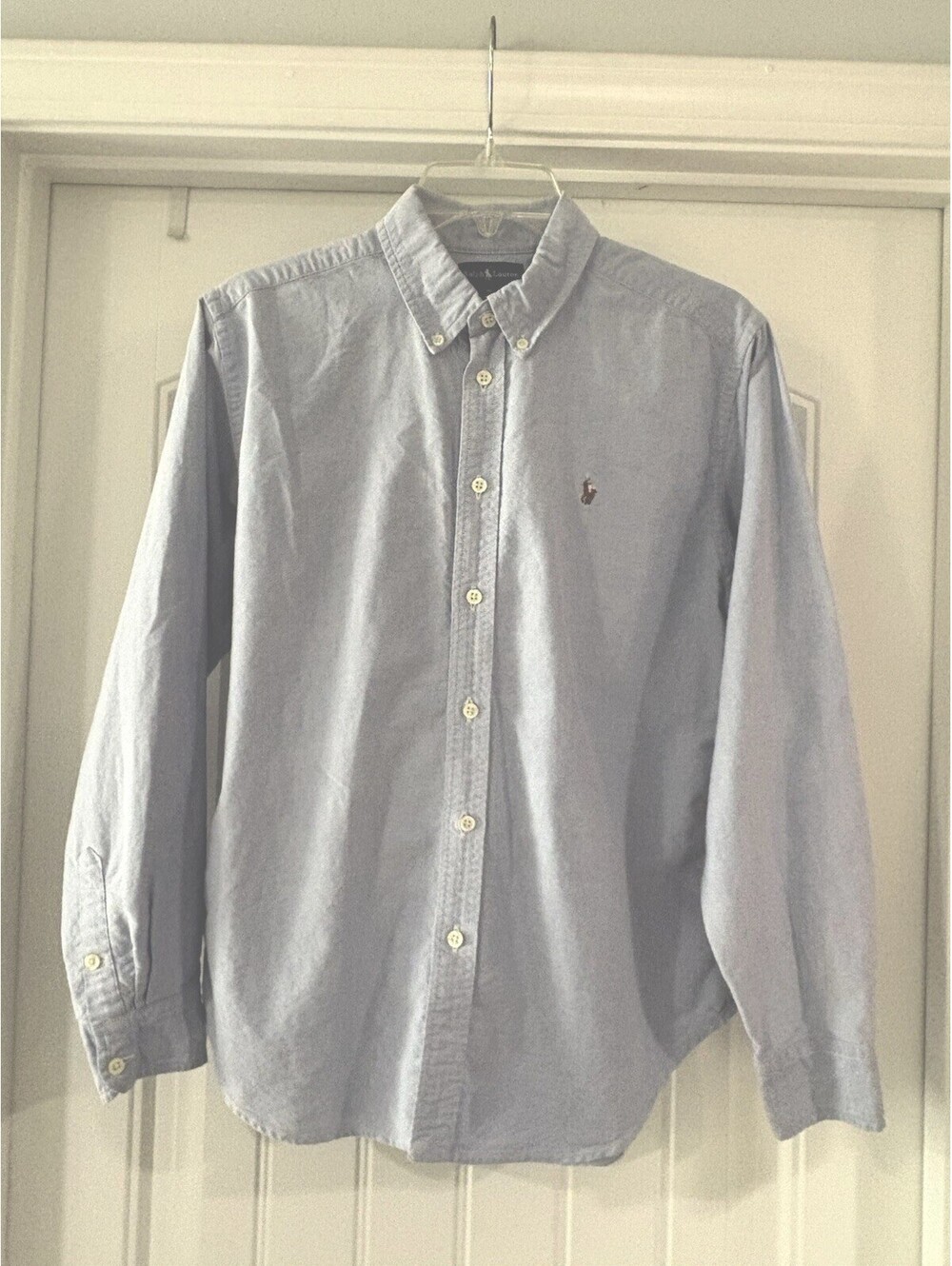 Polo Ralph Lauren Blue Cotton Oxford Button Down Shirt Kids Size 18 Preppy